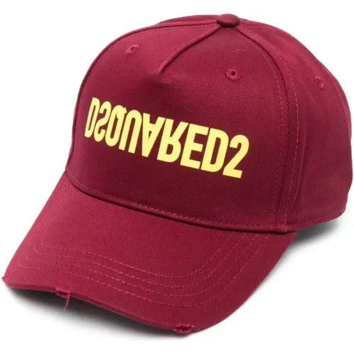 Bordeaux Logo Baseball Cap , male, Sizes: ONE SIZE - Dsquared2 - Modalova