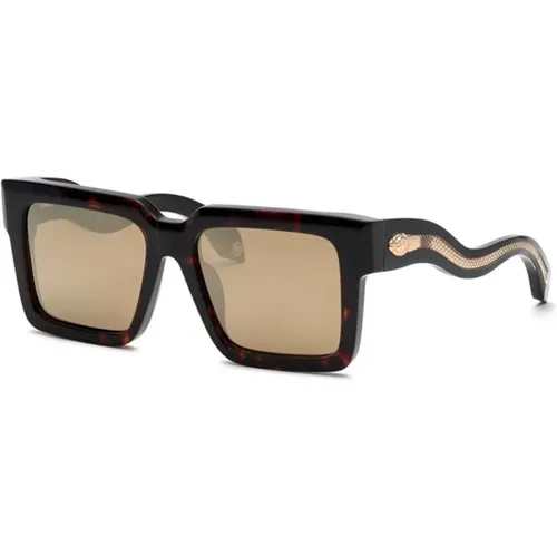 Mirror Gold Sunglasses Shiny Havana , female, Sizes: 55 MM - Roberto Cavalli - Modalova