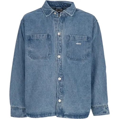 Winston Shirt Jacket Light Indigo , male, Sizes: M, L, XL, S - Obey - Modalova