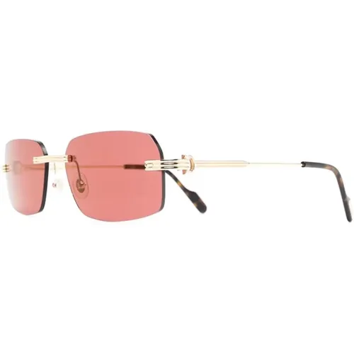 Goldene Sonnenbrille Stilvolles Modell,Goldene Sonnenbrille mit Original-Etui,Stylische Sonnenbrille Ct0271S - Cartier - Modalova