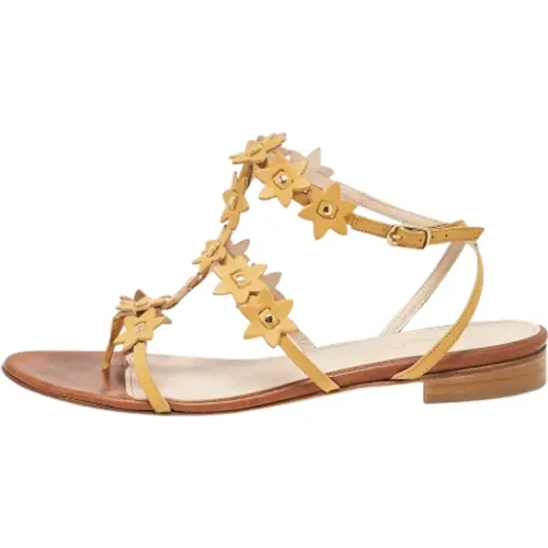 Pre-owned Leather sandals , female, Sizes: 7 UK - Oscar De La Renta Pre-owned - Modalova