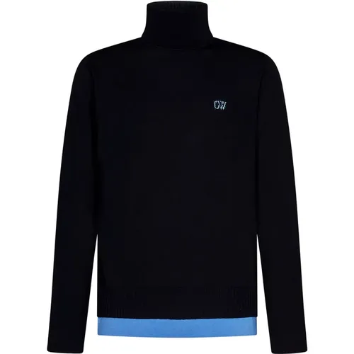 Blauer Wollmischung Rollkragenpullover , Herren, Größe: L - Off White - Modalova