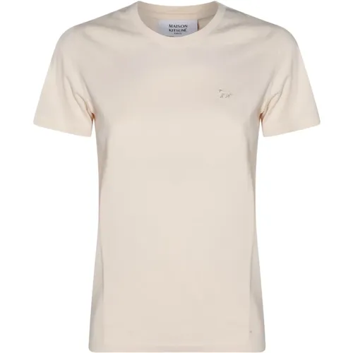 Weißes Baumwoll-Logo-T-Shirt - Maison Kitsuné - Modalova