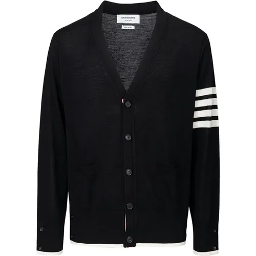 Virgin wool 4-bar cardigan , male, Sizes: XL, 2XS - Thom Browne - Modalova