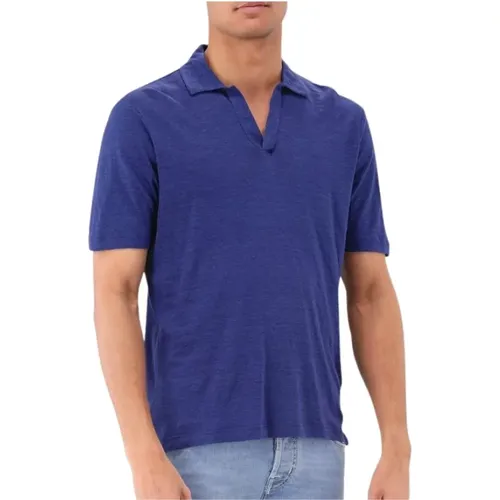 Blaues Leinen Polo Shirt Gran Sasso - Gran Sasso - Modalova