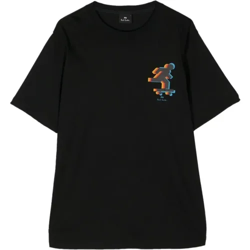 Schwarzes Skater Baumwoll T-Shirt , Herren, Größe: XL - PS By Paul Smith - Modalova