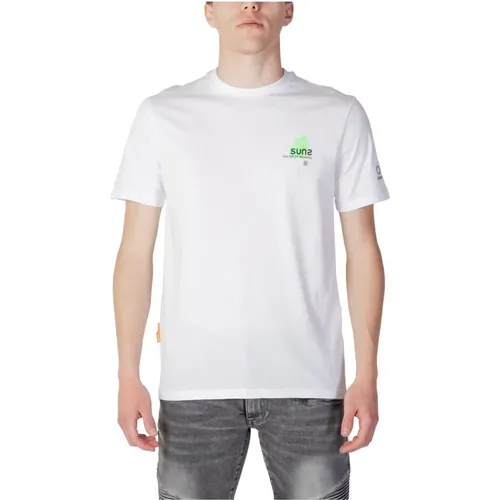 Plain Short Sleeve Round Neck T-Shirt , male, Sizes: S - Suns - Modalova