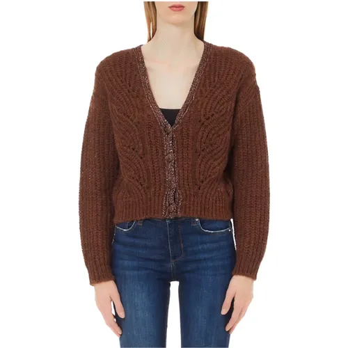 Brauner Kurzer Cardigan mit V-Ausschnitt , Damen, Größe: XS - Liu Jo - Modalova