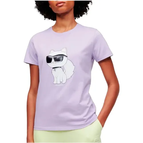 Ikonik Choupette Lavendel T-Shirt - Karl Lagerfeld - Modalova