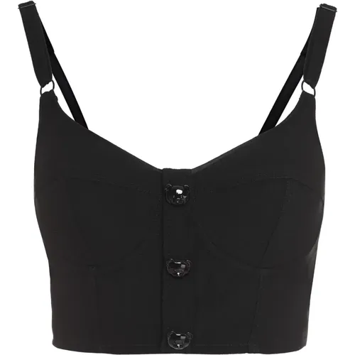 Geknöpftes Crop Top , Damen, Größe: S - Moschino - Modalova