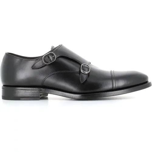 Schwarze flache Schuhe aus gebürstetem Leder - Henderson - Modalova