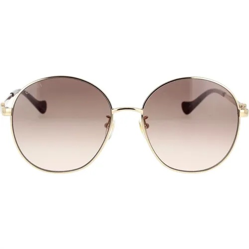 Retro Runde Sonnenbrille mit GG Cut-Out Kette - Gucci - Modalova