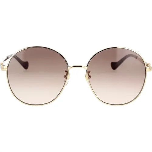 Retro Runde Sonnenbrille mit GG Cut-Out Kette , Damen, Größe: 59 MM - Gucci - Modalova