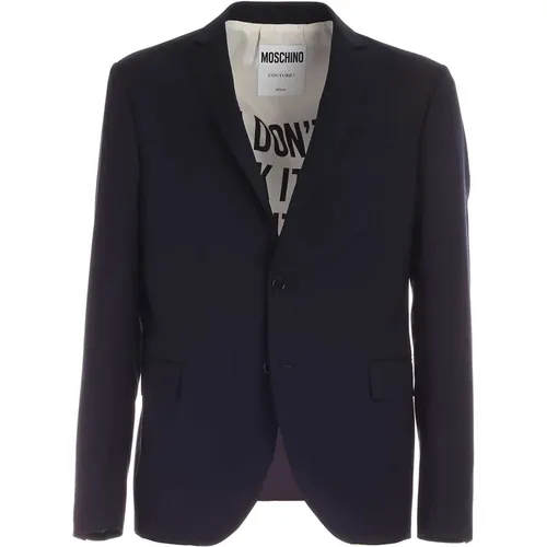 Single-Breasted Wool Suit Jacket , male, Sizes: M - Moschino - Modalova