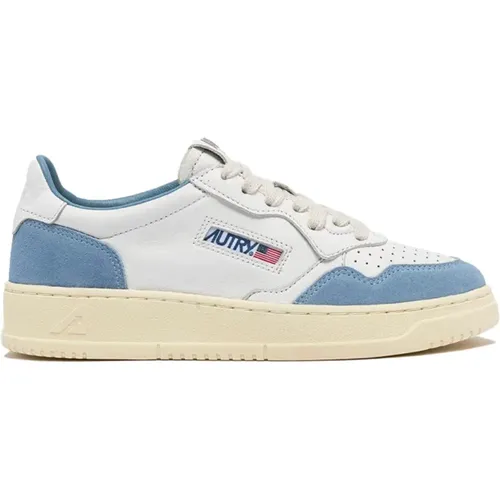 Weiße Ziegenleder Sneakers Blaues Wildleder , Damen, Größe: 40 EU - Autry - Modalova