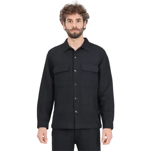 Schwarzes Hemd mit Taschen vorne , Herren, Größe: XL - Selected Homme - Modalova