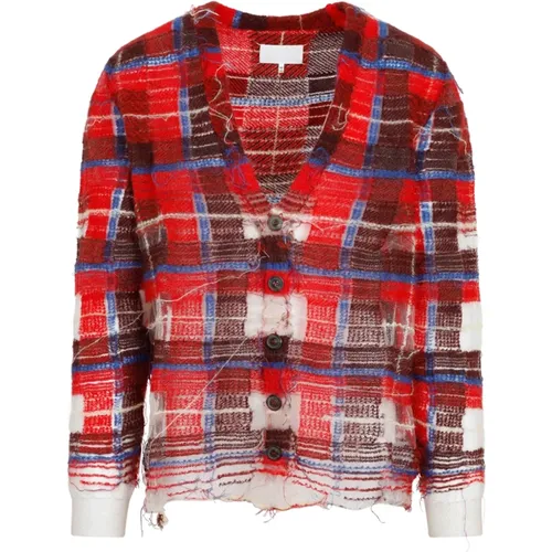 Red Mohair Cardigan Sweater Aw23 , male, Sizes: S - Maison Margiela - Modalova