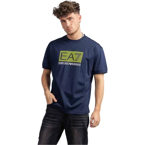 Fluo Logo T-Shirt Herren Dunkelblau , Herren, Größe: XL - Emporio Armani - Modalova