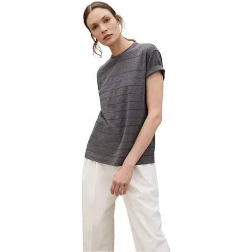 Striped Stretch Cotton Jersey T-Shirt , female, Sizes: XL - BRUNELLO CUCINELLI - Modalova