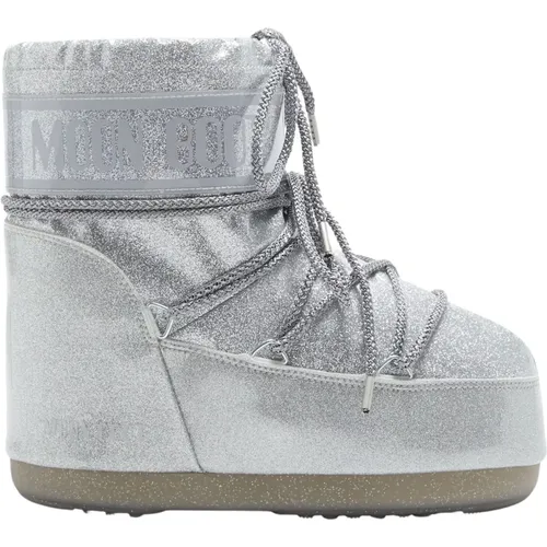 Glitter Low Icon Boots Silver , female, Sizes: 3 UK, 6 UK - moon boot - Modalova