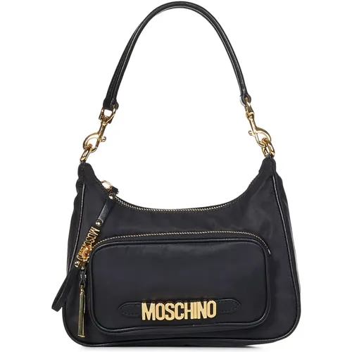 Nylon Shoulder Bag with Metal Logo , female, Sizes: ONE SIZE - Moschino - Modalova