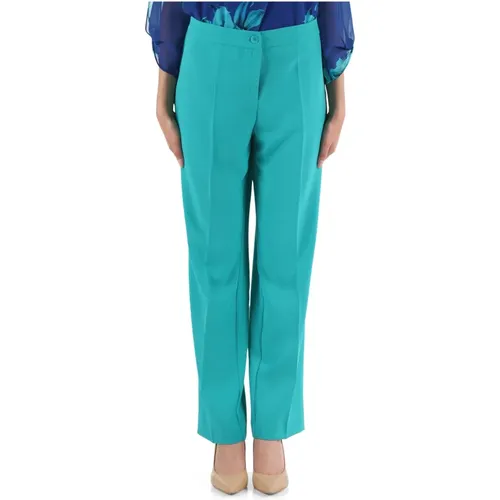 Straight cut fluid fabric trousers , female, Sizes: 2XL, L, XL - Elena Mirò - Modalova