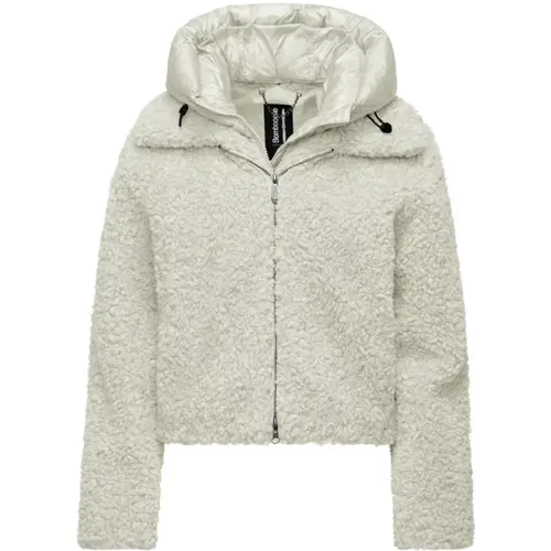 Kurze Sherpa Fleece Jacke mit Abnehmbarer Kapuze , Damen, Größe: 2XL - BomBoogie - Modalova