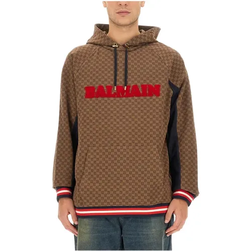 Monogram Jacquard Sweatshirt , male, Sizes: L - Balmain - Modalova