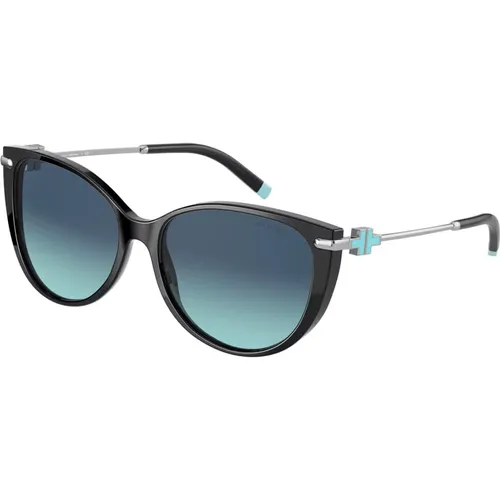 Schwarz/Blau Getönte Sonnenbrille , Damen, Größe: 57 MM - Tiffany - Modalova