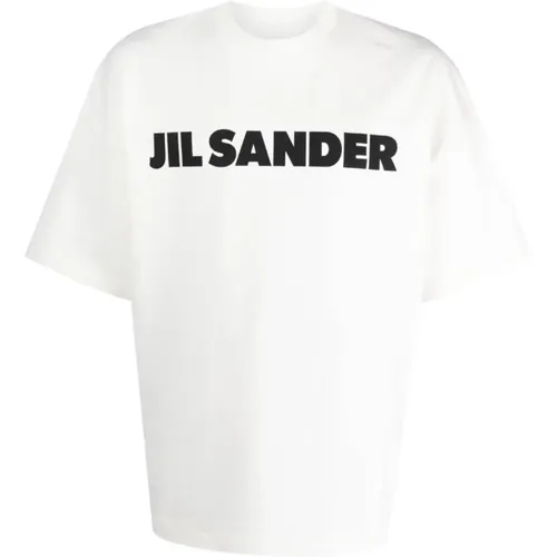 Porcelain Logo Tee , male, Sizes: L, S, XS, 2XL, XL, M - Jil Sander - Modalova