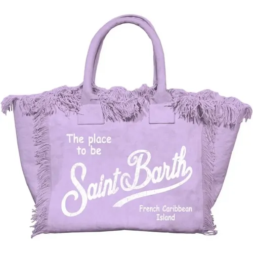 Logo-print Beach Bag with Fringed Edge , female, Sizes: ONE SIZE - MC2 Saint Barth - Modalova