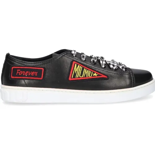 Low Top Calf Leather Sneaker , female, Sizes: 2 UK - Miu Miu - Modalova
