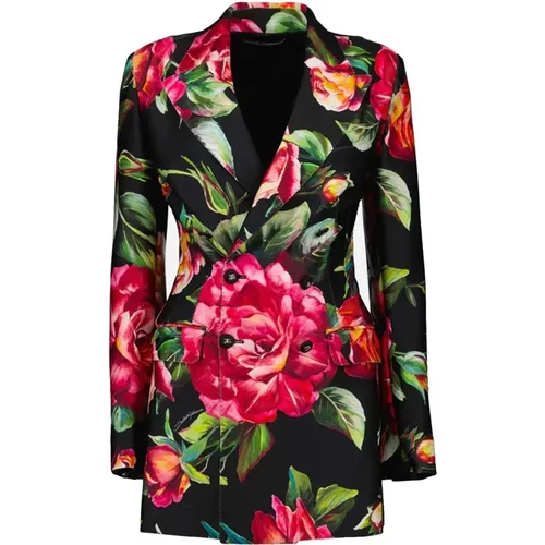 Flower Print Blazer , female, Sizes: XS - Dolce & Gabbana - Modalova