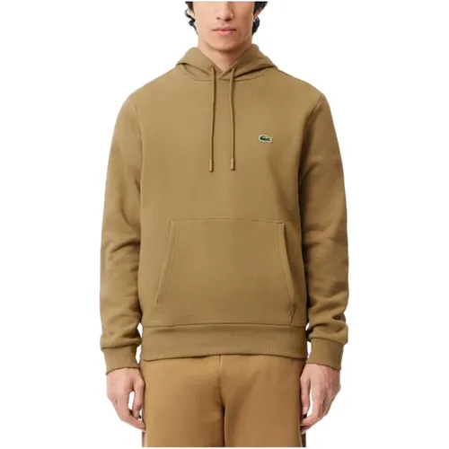 Brauner Kapuzenpullover Minimalistisches Design , Herren, Größe: M - Lacoste - Modalova