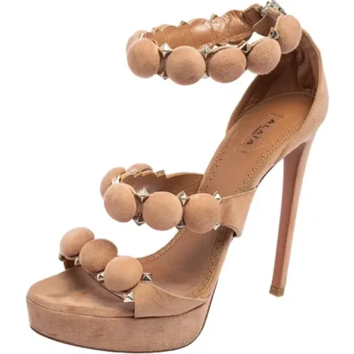 Pre-owned Suede sandals , female, Sizes: 4 1/2 UK - Alaïa Pre-owned - Modalova