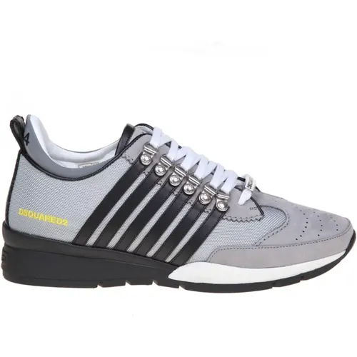 Gray Black Suede Fabric Sneakers , male, Sizes: 6 UK, 8 UK - Dsquared2 - Modalova