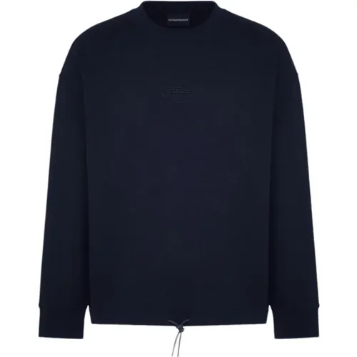 Navy Sweatshirt mit Adler-Logo , Herren, Größe: L - Emporio Armani - Modalova