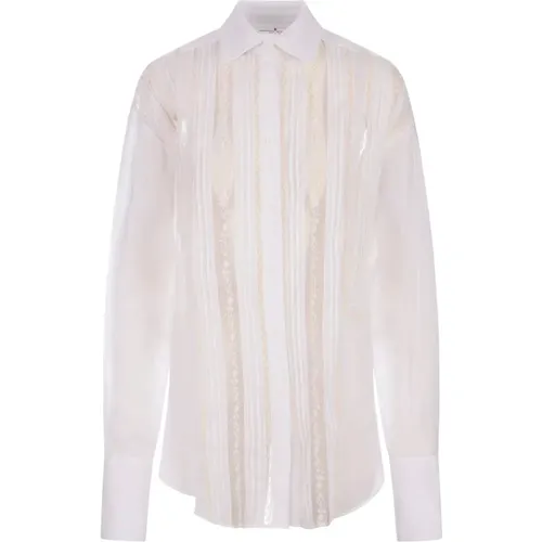 White Oversize Lace Shirt , female, Sizes: 3XS - Ermanno Scervino - Modalova