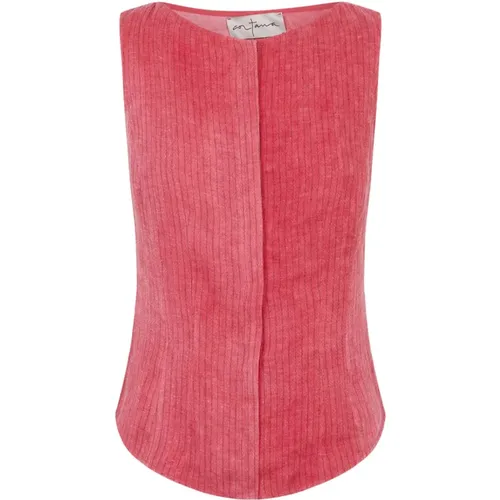 Magnifier, linen vest in striped maltinto , female, Sizes: S, XL, L - Cortana - Modalova