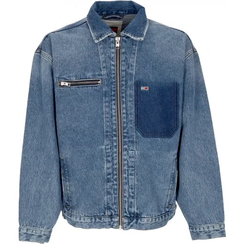 Oversized Denim Mailman Jacke , Herren, Größe: M - Tommy Hilfiger - Modalova