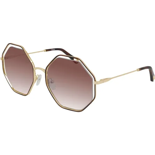 Poppy Sunglasses in Havana/ Shaded , female, Sizes: 58 MM - Chloé - Modalova