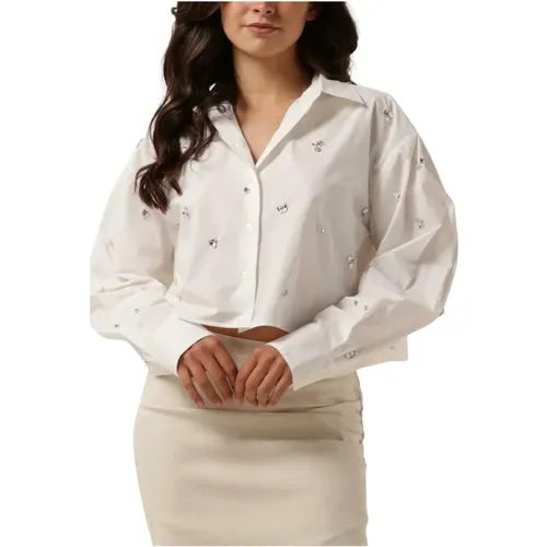 Weißes Calli Shirt mit Diamantdetails , Damen, Größe: L - Second Female - Modalova