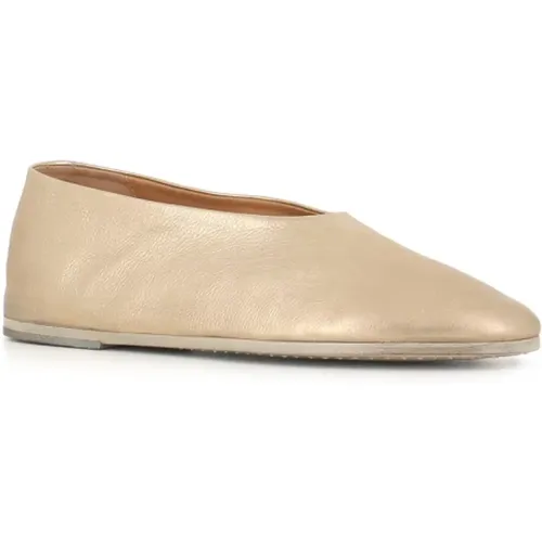 Golden Leather Flat Ballerina Shoes , female, Sizes: 3 UK, 5 1/2 UK - Marsell - Modalova
