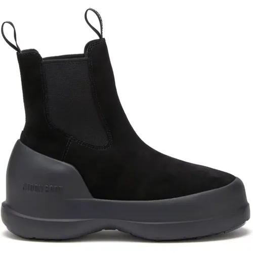 Schwarze Wildleder Chelsea Boots , Damen, Größe: 36 EU - moon boot - Modalova