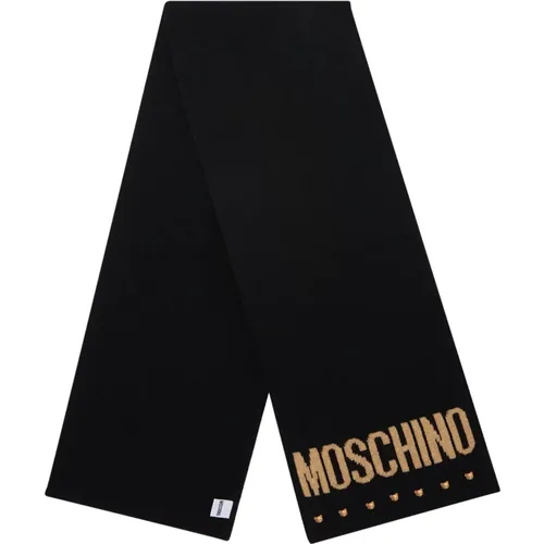 Wool Scarf with Embroidered Logo , unisex, Sizes: ONE SIZE - Moschino - Modalova