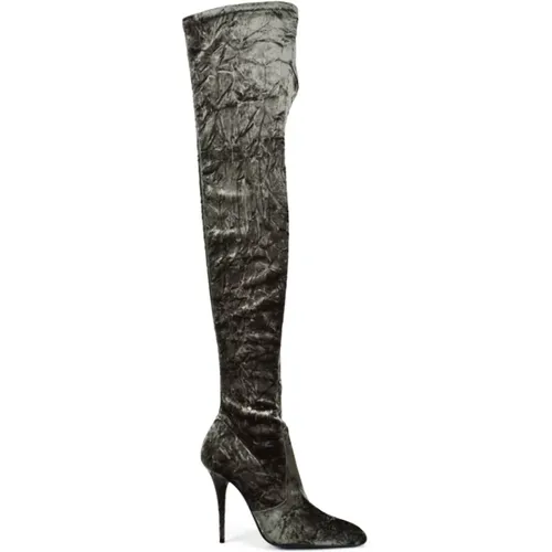 Luxuriöse Samt Overknee-Stiefel - Saint Laurent - Modalova