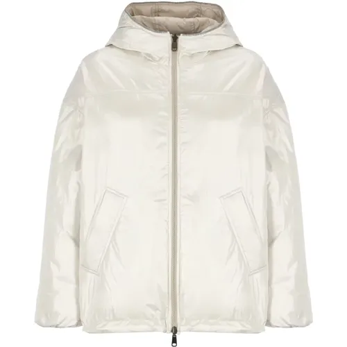 Ivory Down Jacket with Diamond Hood , female, Sizes: XS, 2XS - BRUNELLO CUCINELLI - Modalova