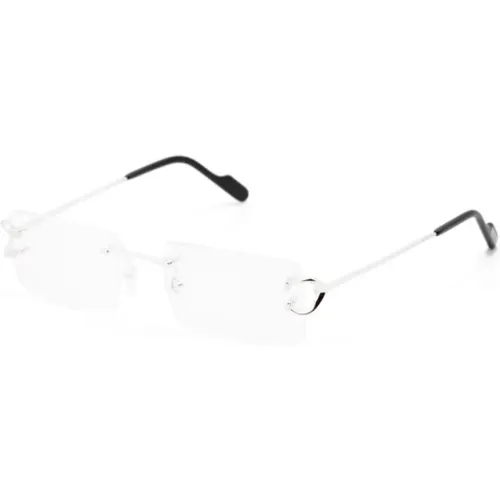 Silberne Optische Brille Stilvoll und vielseitig , Herren, Größe: 56 MM - Cartier - Modalova