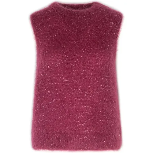 Mohair Gilet with Lurex Details , female, Sizes: L, M - Ottod'Ame - Modalova