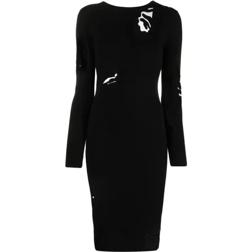 Elegantes Schwarzes Kleid mit Tüll-Einsätzen , Damen, Größe: XL - Blugirl - Modalova